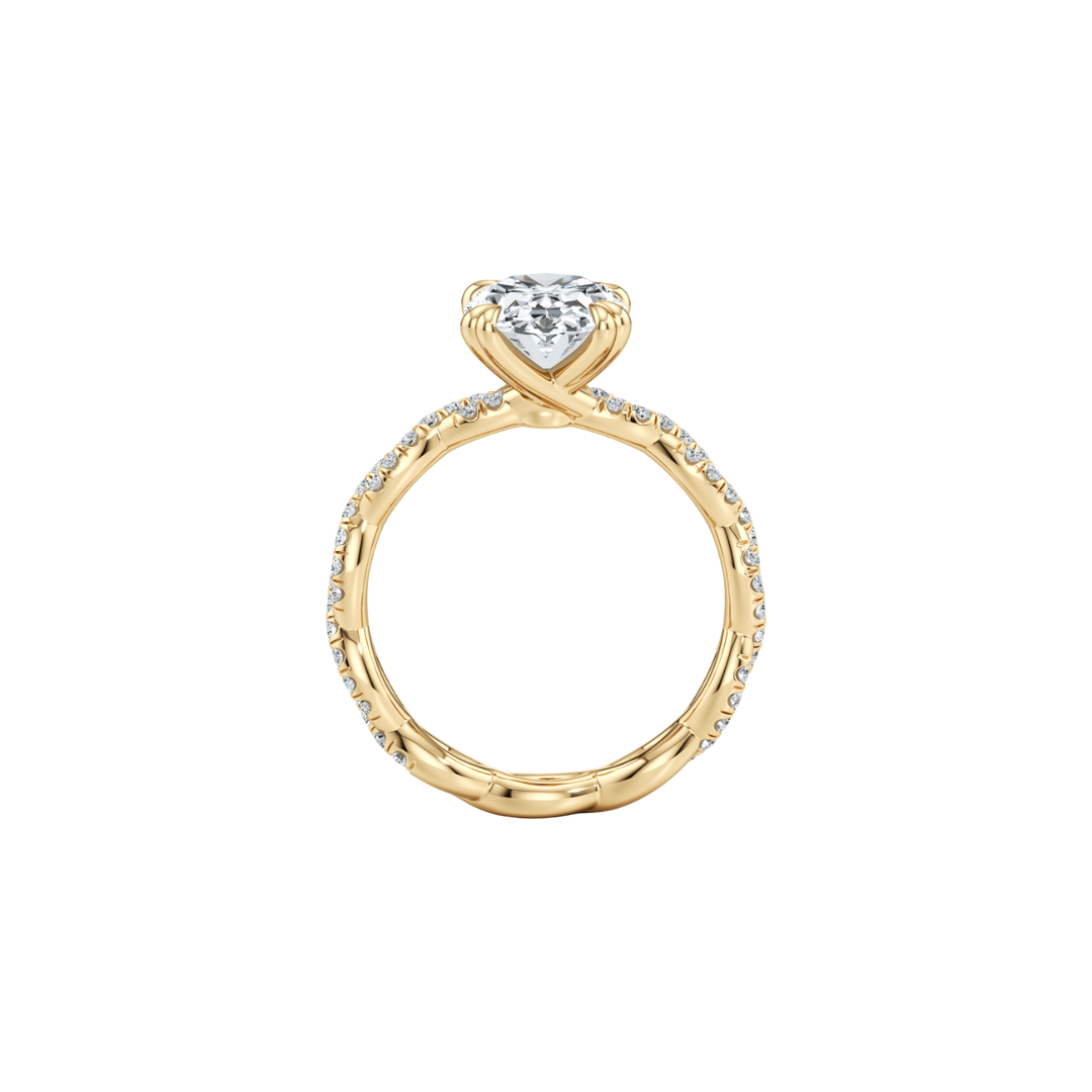Twine Pavé Braided Solitaire Engagement Ring - Round Cut - Woven Pavé Band