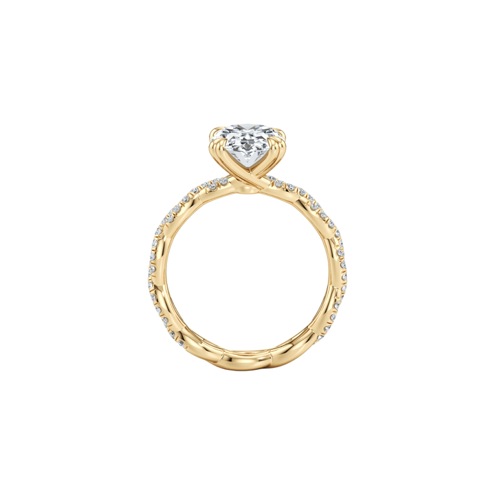 Twine Pavé Braided Solitaire Engagement Ring - Round Cut - Woven Pavé Band