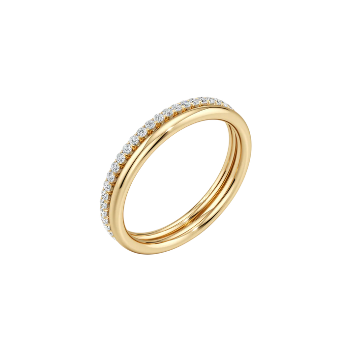 Clara Double Row Wedding Band - Single Row Pavé