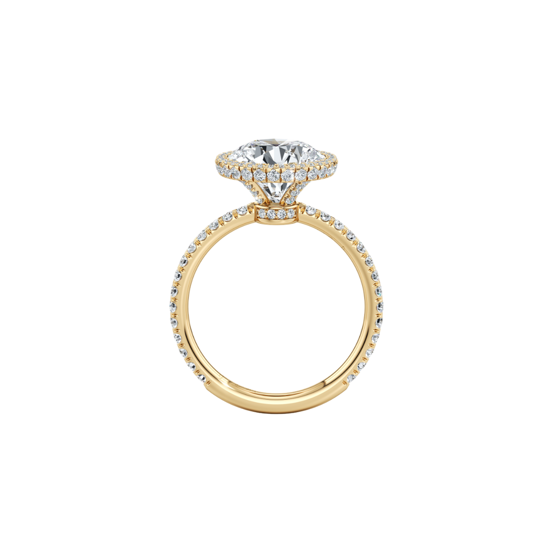 Lumina Ethereal Halo Engagement Ring - Round Cut - Single Row Pavé Band