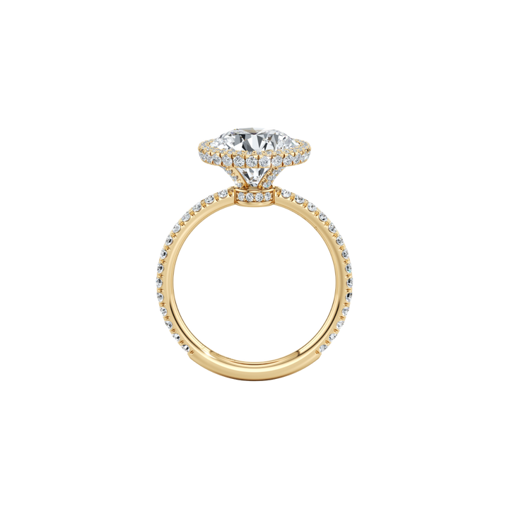 Lumina Ethereal Halo Engagement Ring - Round Cut - Single Row Pavé Band
