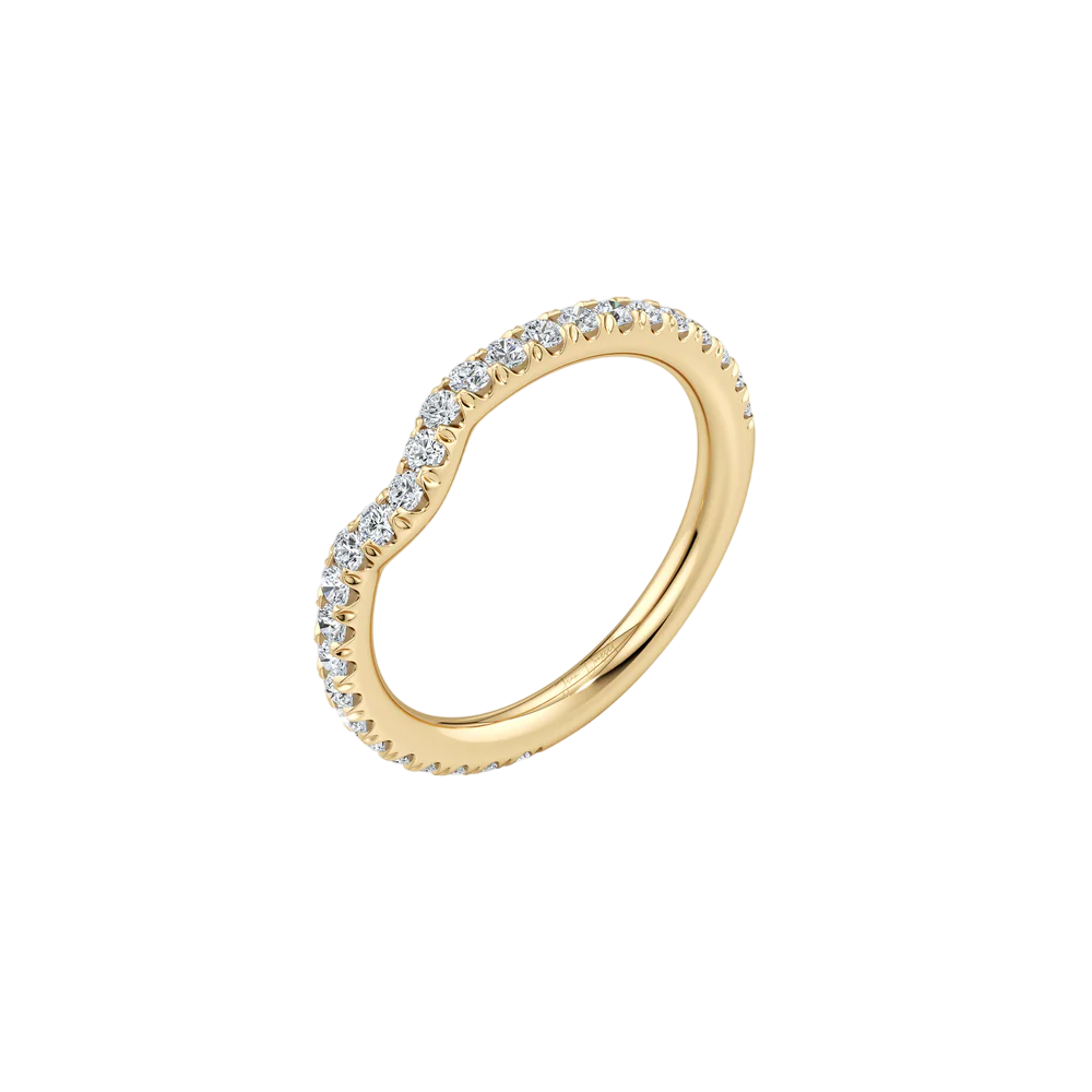 Luna Arch Wedding Band - Single Row Pavé