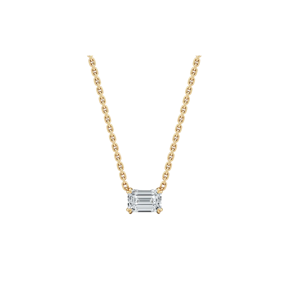 Lumière Emerald Cut Diamond Pendant Necklace