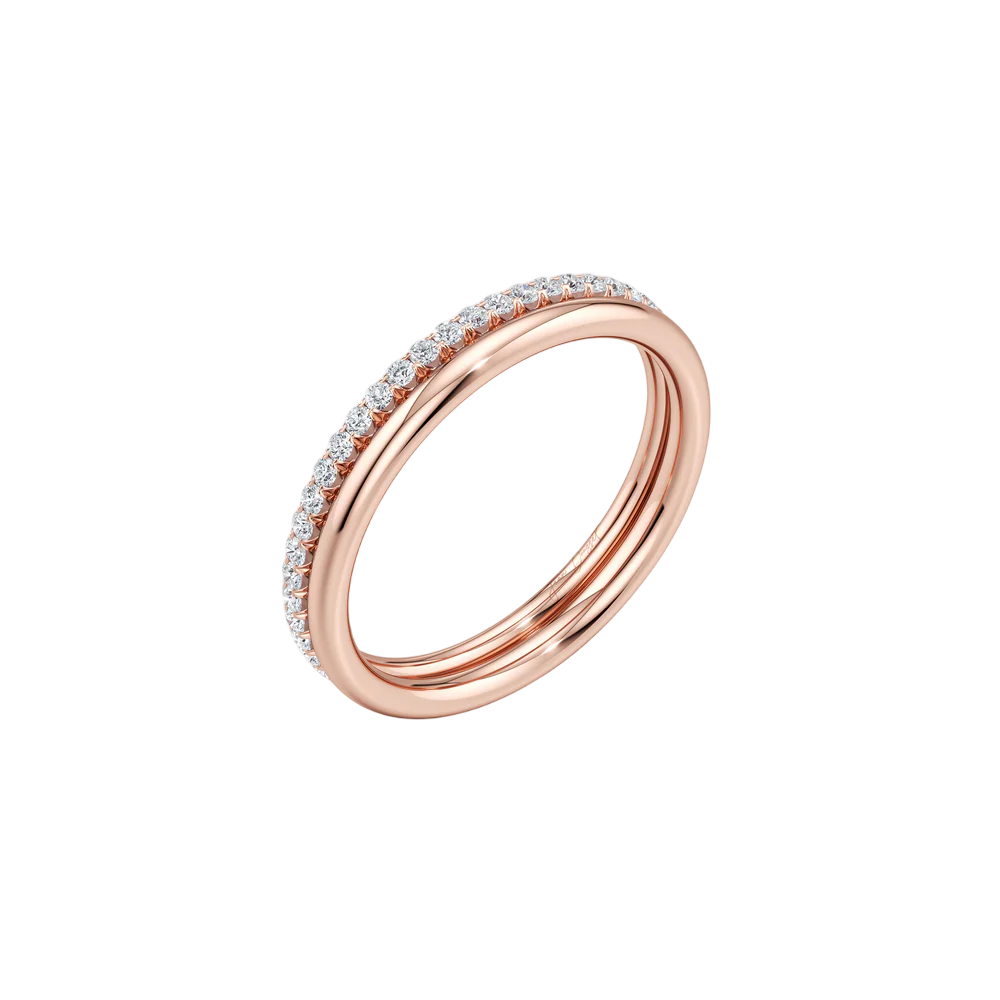 Clara Double Row Wedding Band - Single Row Pavé