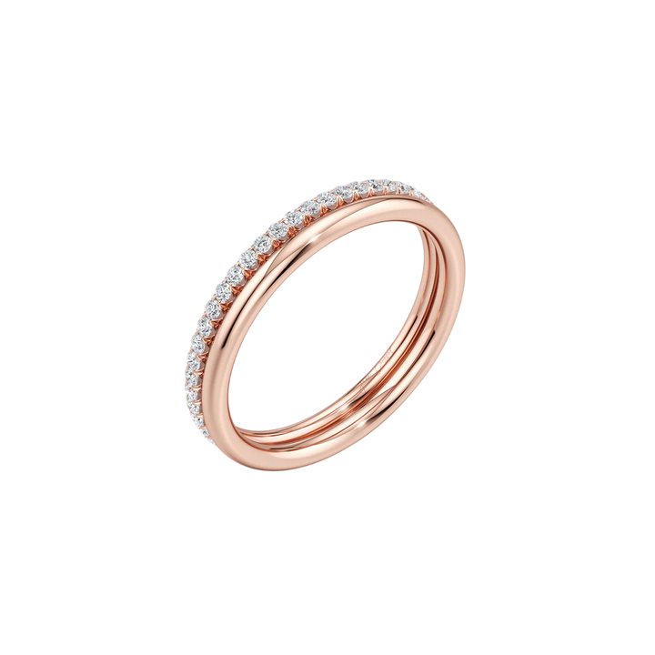 Clara Double Row Wedding Band - Single Row Pavé