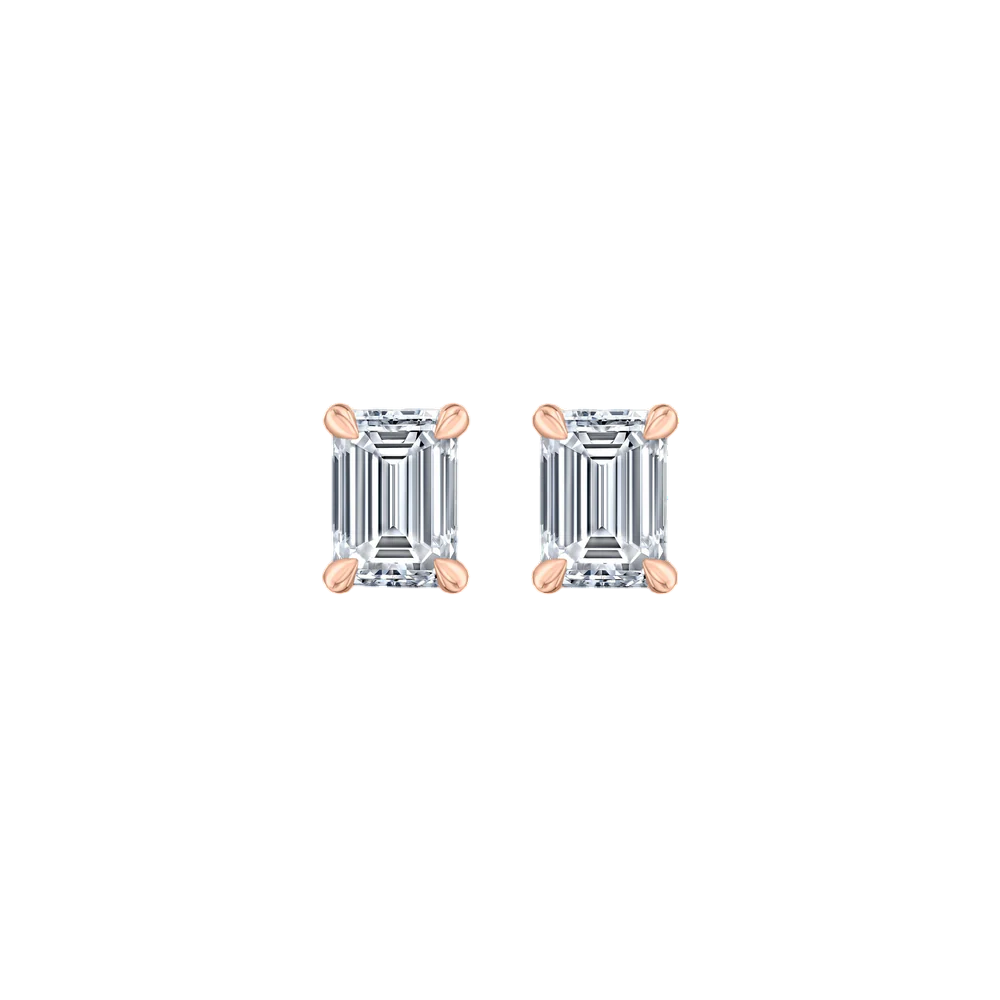 Lumière Emerald Cut Diamond Stud Earrings