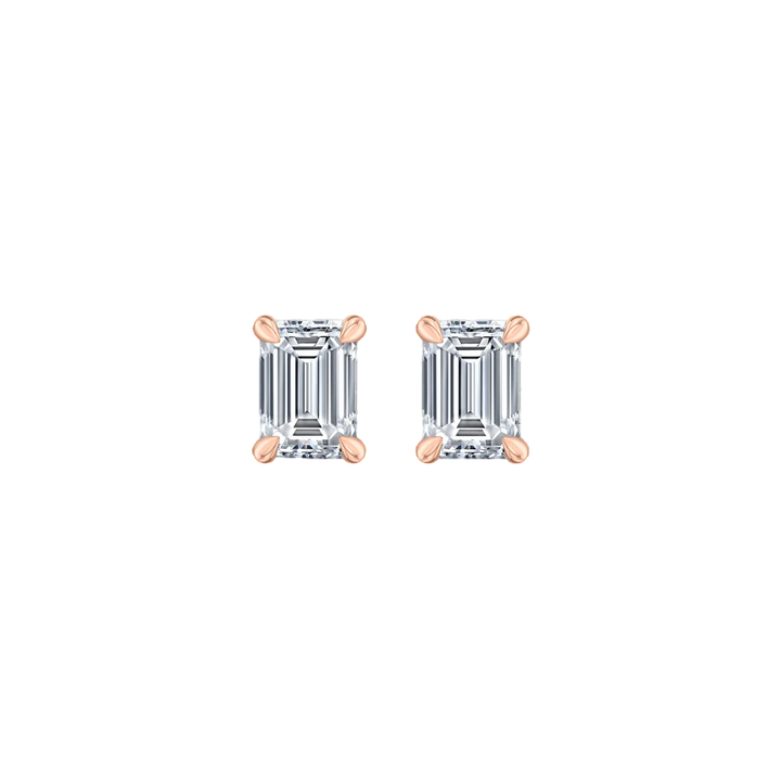 Lumière Emerald Cut Diamond Stud Earrings