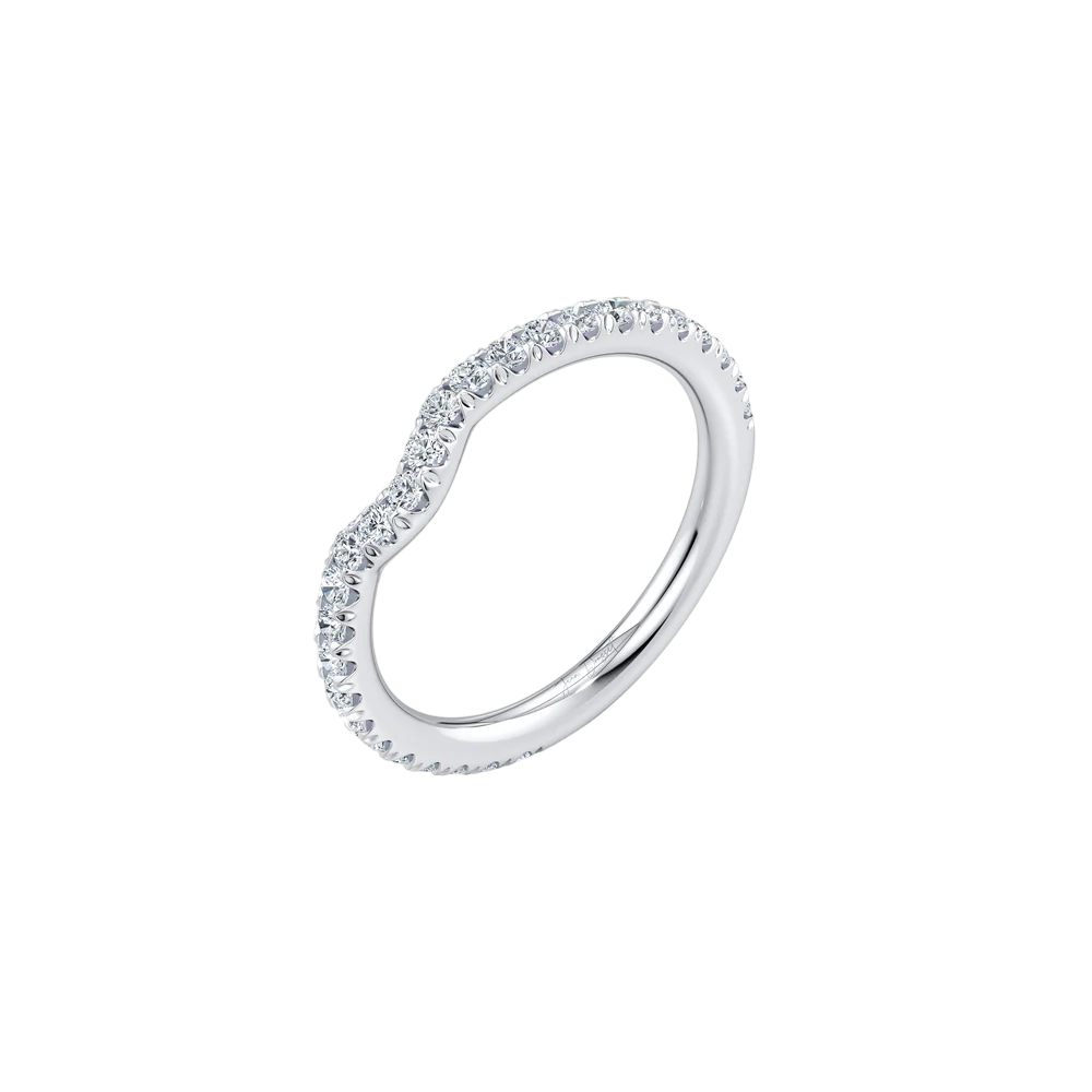 Luna Arch Wedding Band - Single Row Pavé