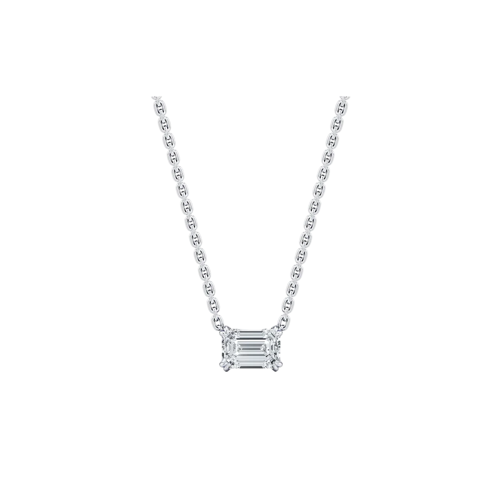 Lumière Emerald Cut Diamond Pendant Necklace