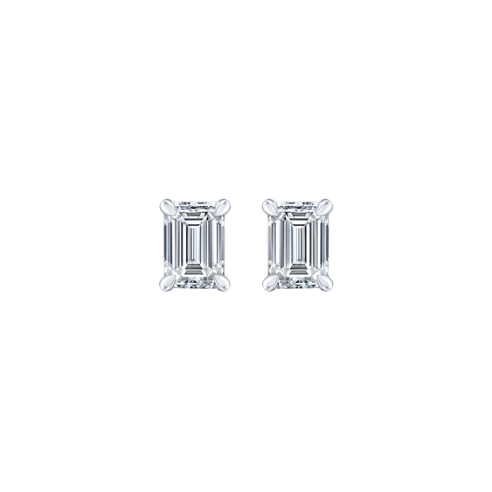 Lumière Emerald Cut Diamond Stud Earrings