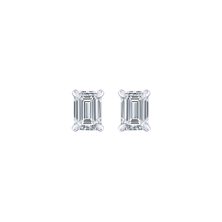 Lumière Emerald Cut Diamond Stud Earrings
