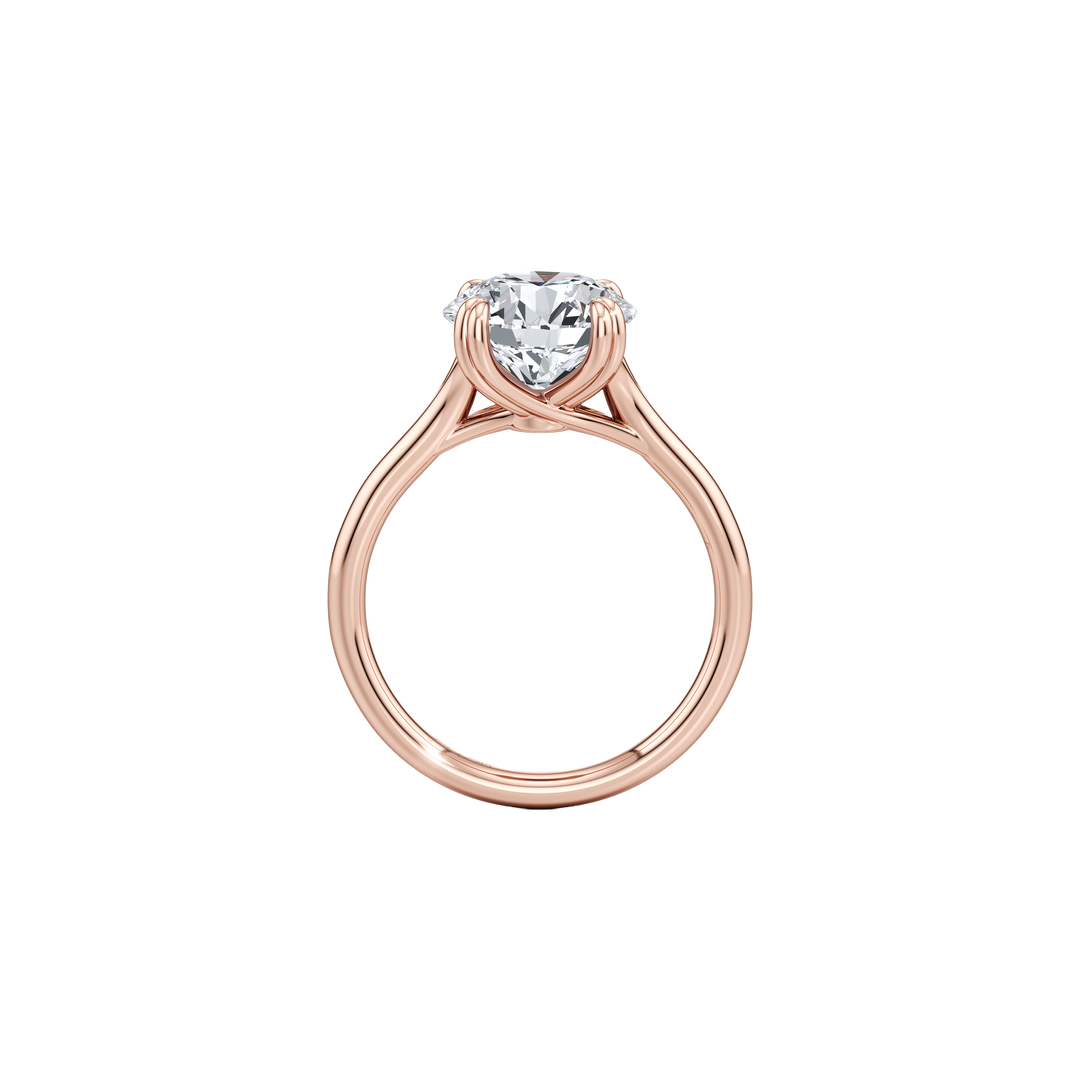 Aerial Pavé Solitaire Engagement Ring - Round Cut - Single Row Pavé Band