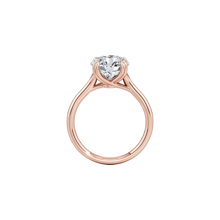 Aerial Pavé Solitaire Engagement Ring - Round Cut - Single Row Pavé Band