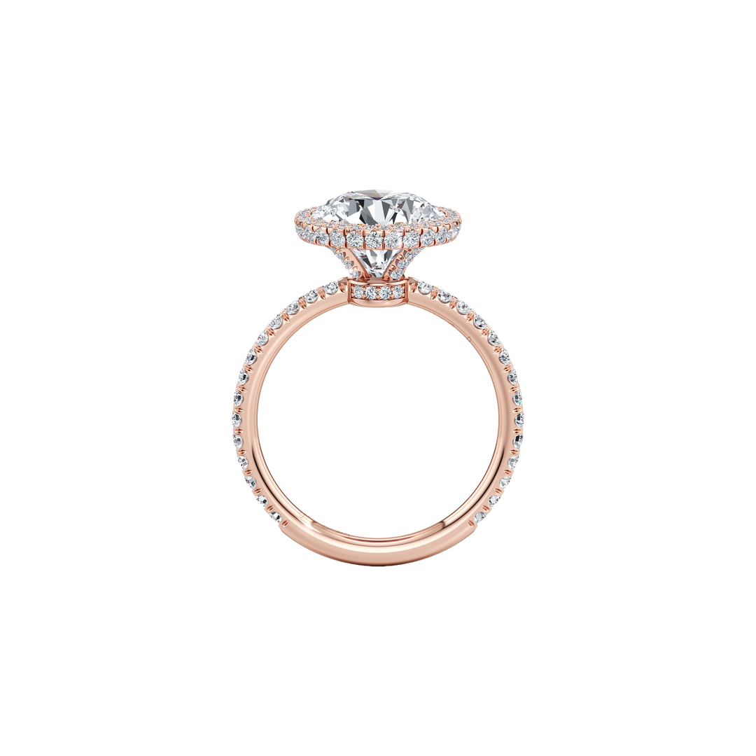 Lumina Ethereal Halo Engagement Ring - Round Cut - Single Row Pavé Band