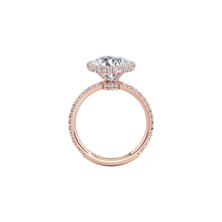 Lumina Ethereal Halo Engagement Ring - Round Cut - Single Row Pavé Band