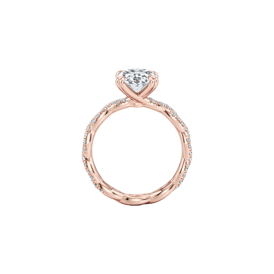 Twine Pavé Braided Solitaire Engagement Ring - Round Cut - Woven Pavé Band