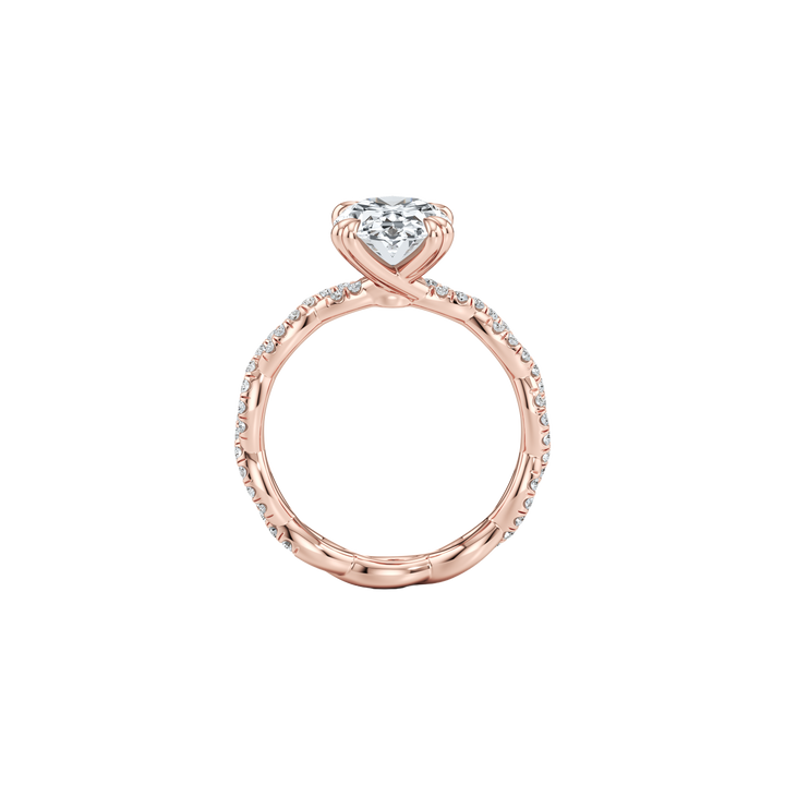 Twine Pavé Braided Solitaire Engagement Ring - Round Cut - Woven Pavé Band