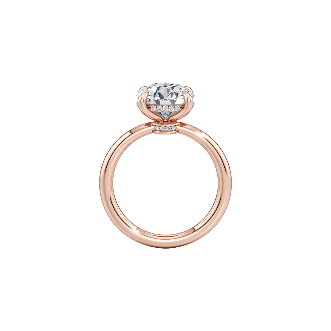Zenith Solitaire Hidden Halo Engagement Ring - Oval Cut - High Polish Band