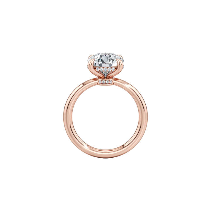 Zenith Solitaire Hidden Halo Engagement Ring - Oval Cut - High Polish Band