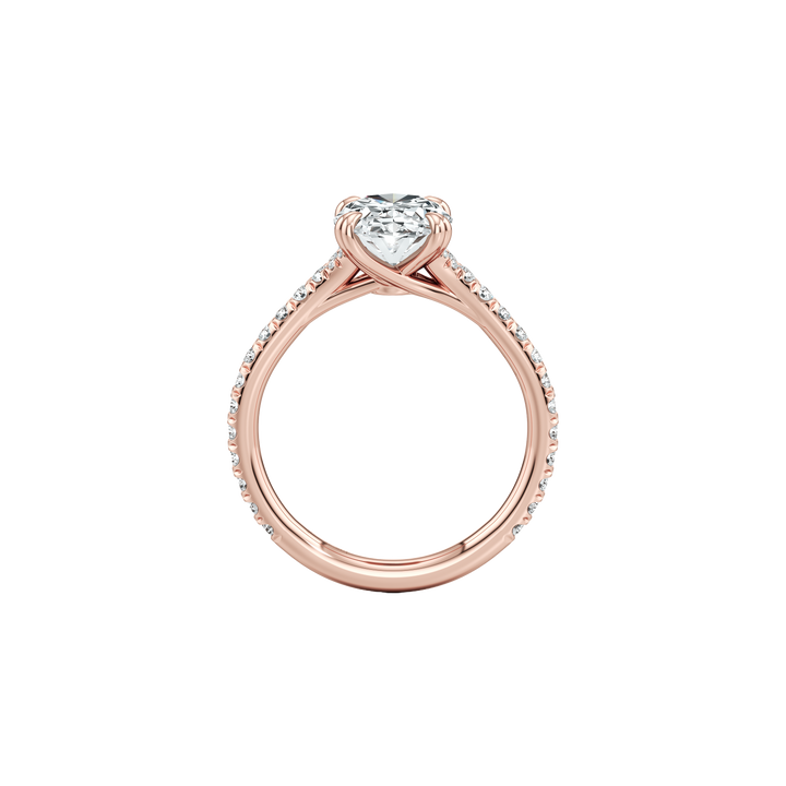 Aerial Pavé Solitaire Engagement Ring - Oval Cut - Single Row Pavé Band