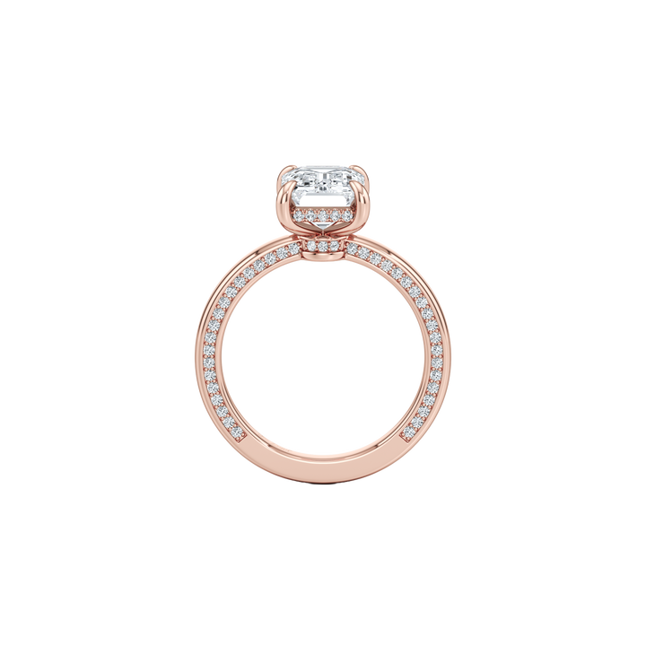 Sophie Solitaire with Hidden Halo - Emerald Cut - Double-sided Pavé High Polish Band