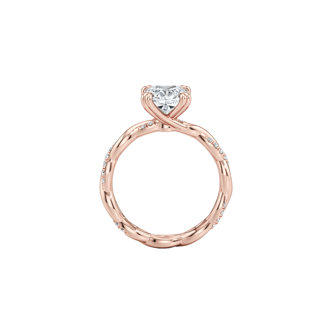 Twine Split-Pavé Braided Solitaire Engagement Ring - Oval Cut - Woven 50/50 Pavé Band