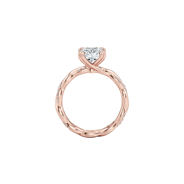 Twine Split-Pavé Braided Solitaire Engagement Ring - Oval Cut - Woven 50/50 Pavé Band