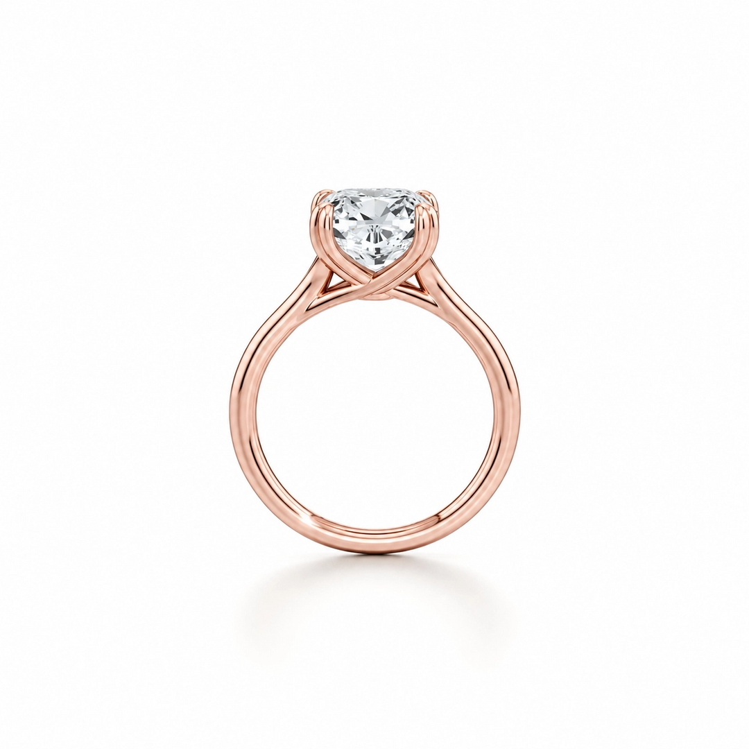 Wren Solitaire Engagement Ring – Cushion Cut – Plain High-Polish Band
