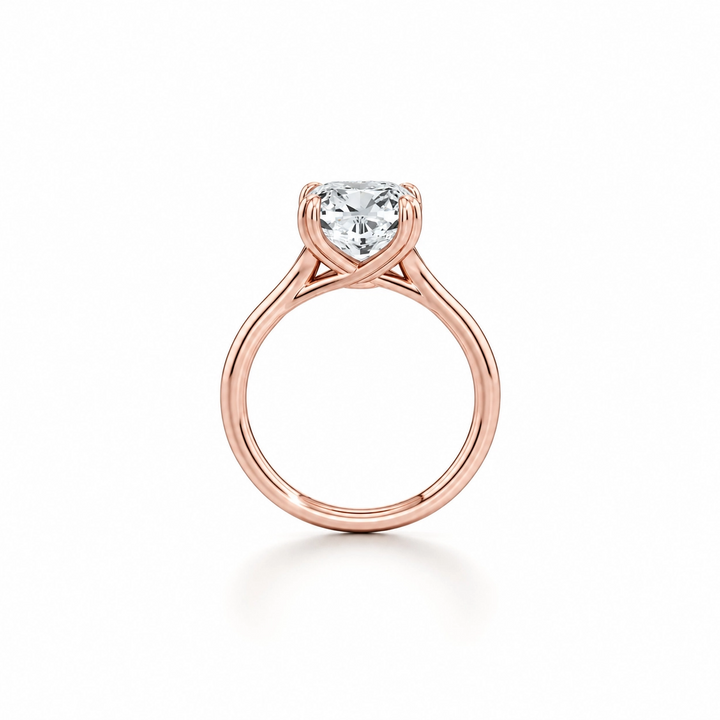 Wren Solitaire Engagement Ring – Cushion Cut – Plain High-Polish Band