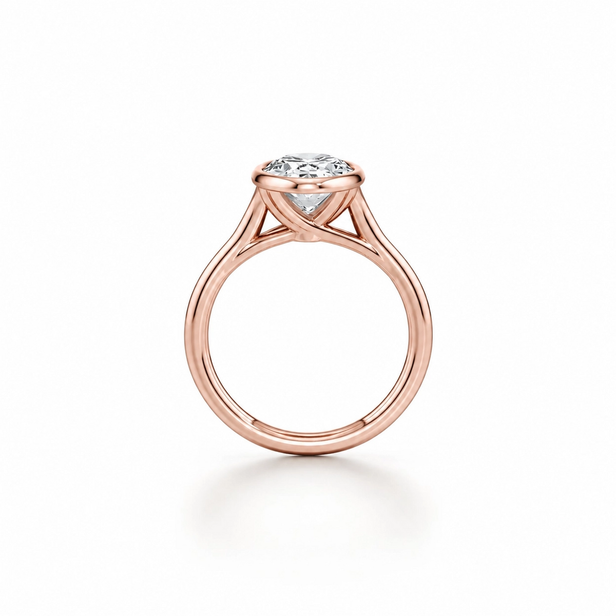 Eclipse Solitaire Engagement Ring – Oval Cut – Bezel-Set High-Polish Band