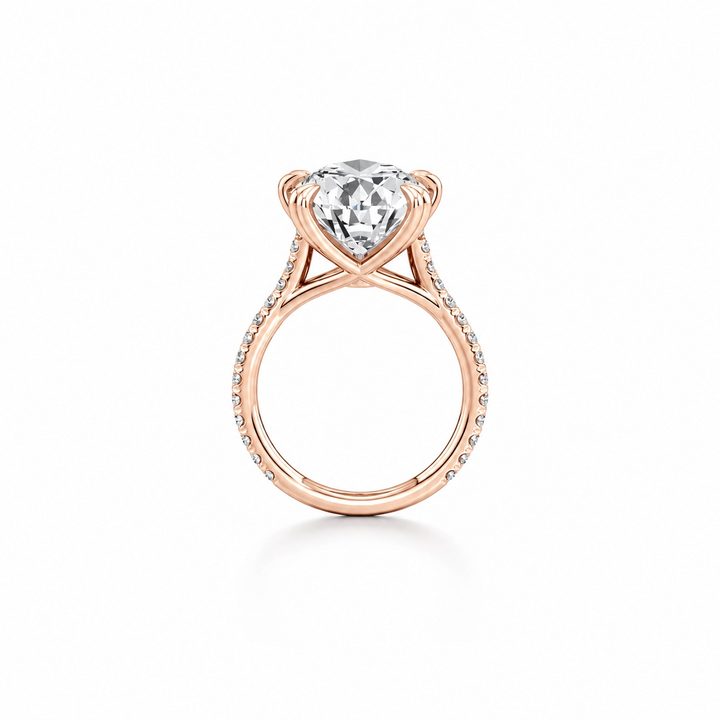 Larmé Pavé Solitaire Engagement Ring – Pear Cut – Single Row Pavé Band