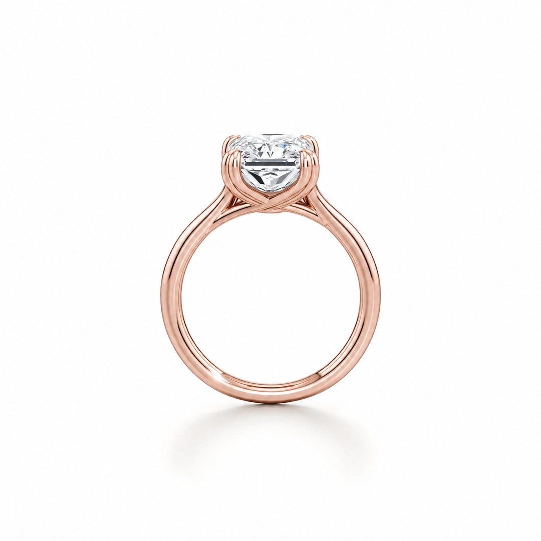 Lumiere Solitaire Engagement Ring – Radiant Cut – Plain High-Polish Band