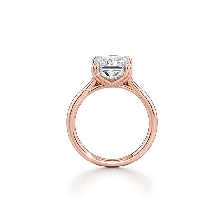 Lumiere Solitaire Engagement Ring – Radiant Cut – Plain High-Polish Band