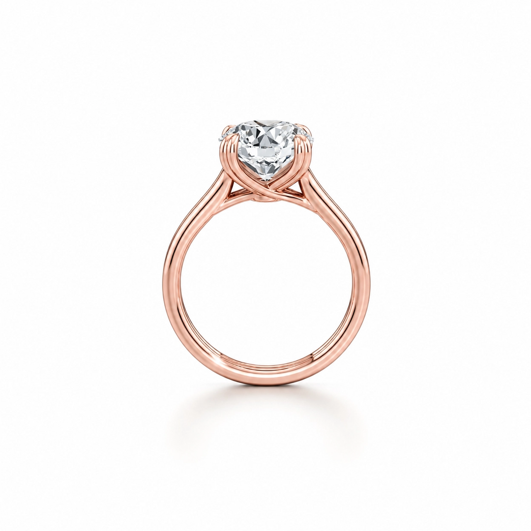 The Soleil Solitaire Engagement Ring – Round Cut – Double-Prong Double Band