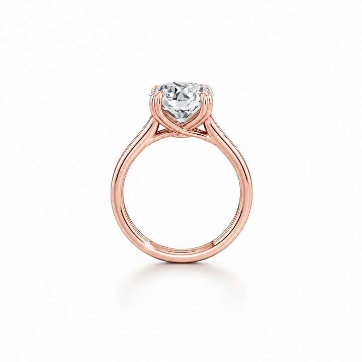 The Soleil Solitaire Engagement Ring – Round Cut – Double-Prong Double Band