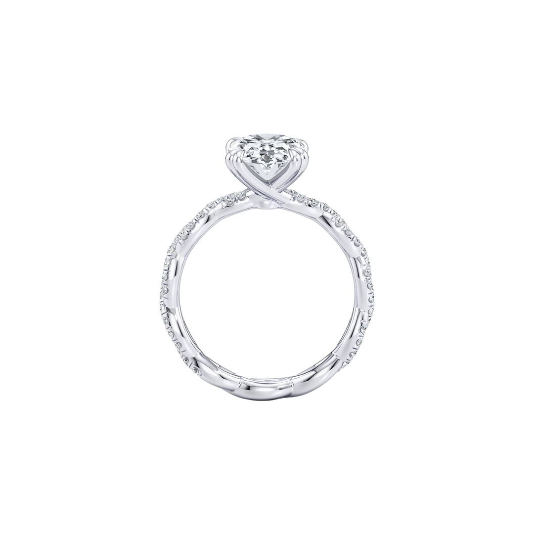 Twine Pavé Braided Solitaire Engagement Ring - Round Cut - Woven Pavé Band