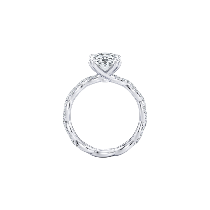 Twine Pavé Braided Solitaire Engagement Ring - Round Cut - Woven Pavé Band