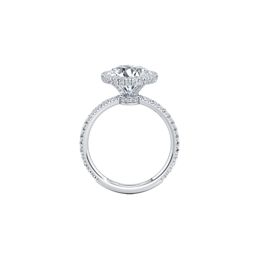 Lumina Ethereal Halo Engagement Ring - Round Cut - Single Row Pavé Band