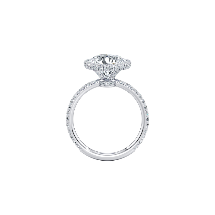 Lumina Ethereal Halo Engagement Ring - Round Cut - Single Row Pavé Band