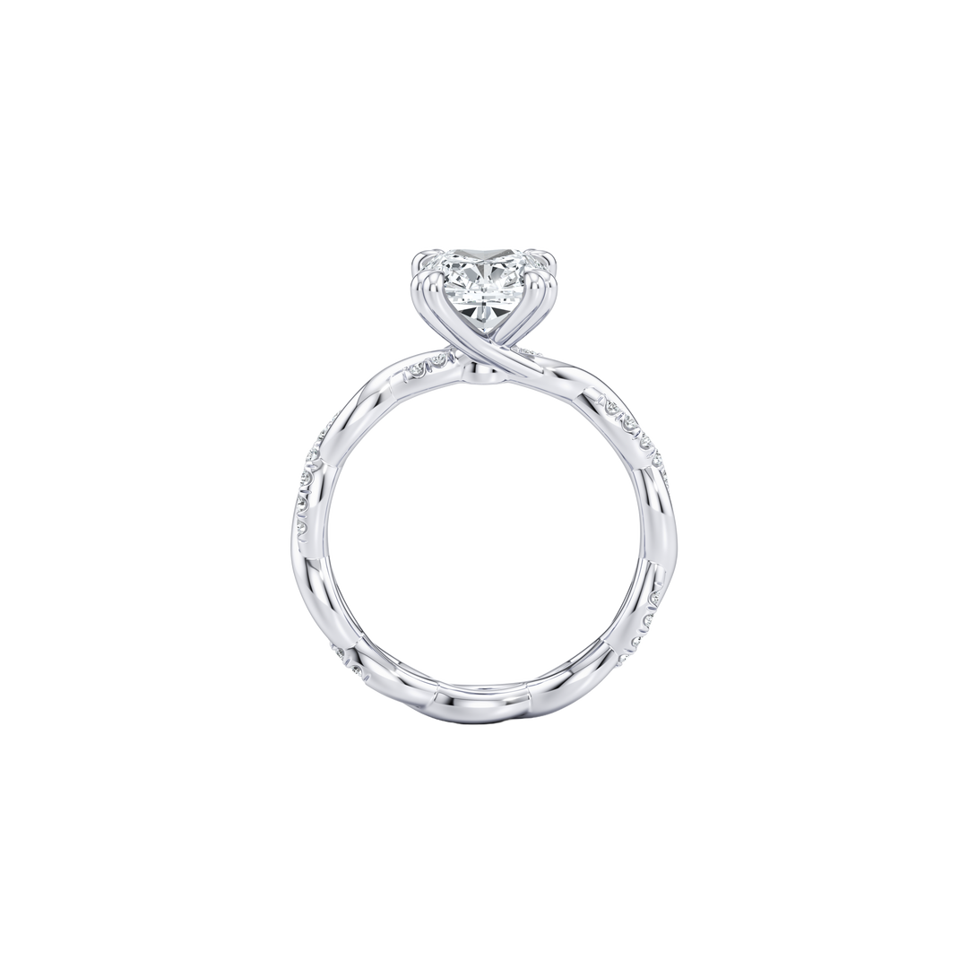 Twine Split-Pavé Braided Solitaire Engagement Ring - Oval Cut - Woven 50/50 Pavé Band