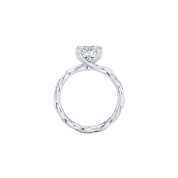 Twine Split-Pavé Braided Solitaire Engagement Ring - Oval Cut - Woven 50/50 Pavé Band