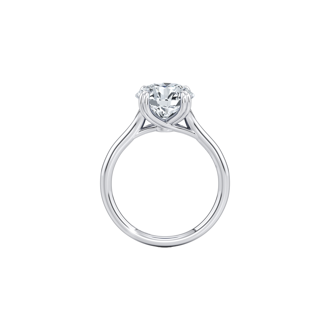 Aerial Pavé Solitaire Engagement Ring - Round Cut - Single Row Pavé Band