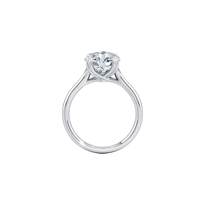 Aerial Pavé Solitaire Engagement Ring - Round Cut - Single Row Pavé Band