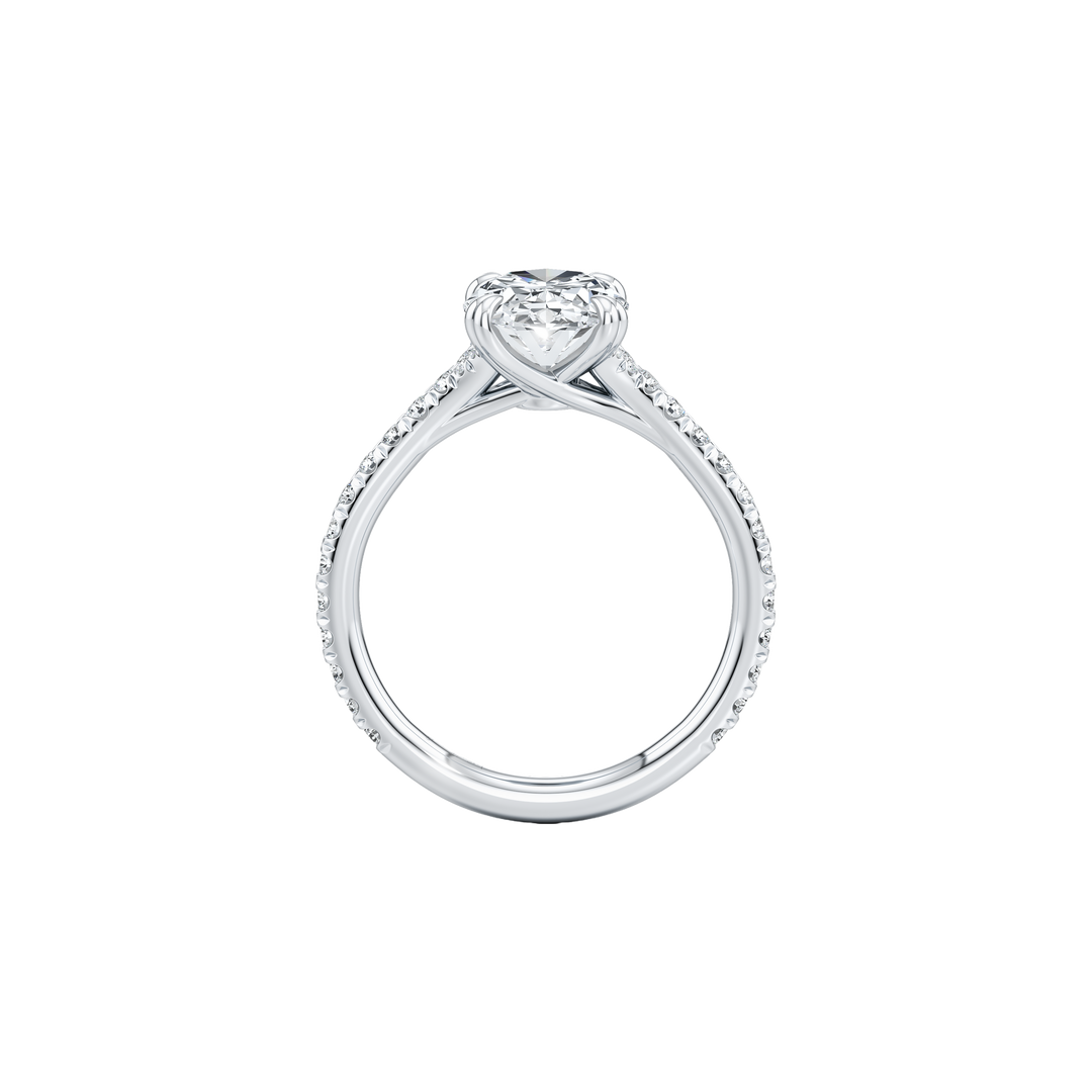 Aerial Pavé Solitaire Engagement Ring - Oval Cut - Single Row Pavé Band