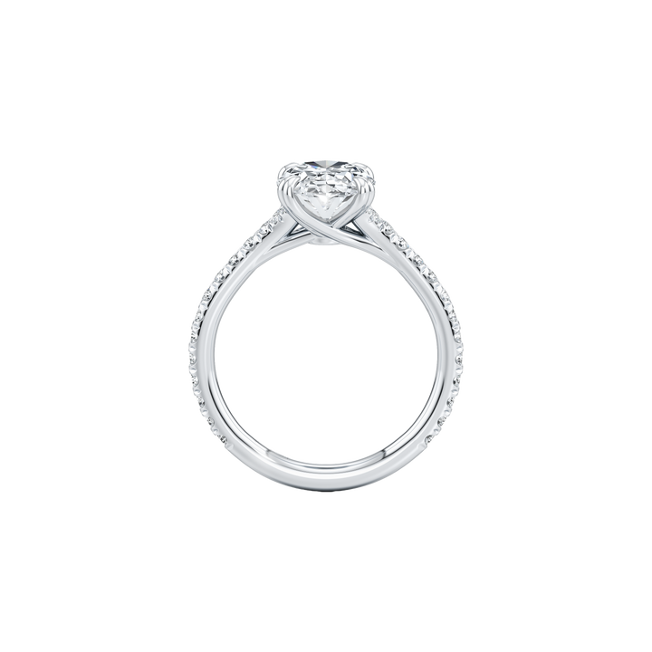 Aerial Pavé Solitaire Engagement Ring - Oval Cut - Single Row Pavé Band