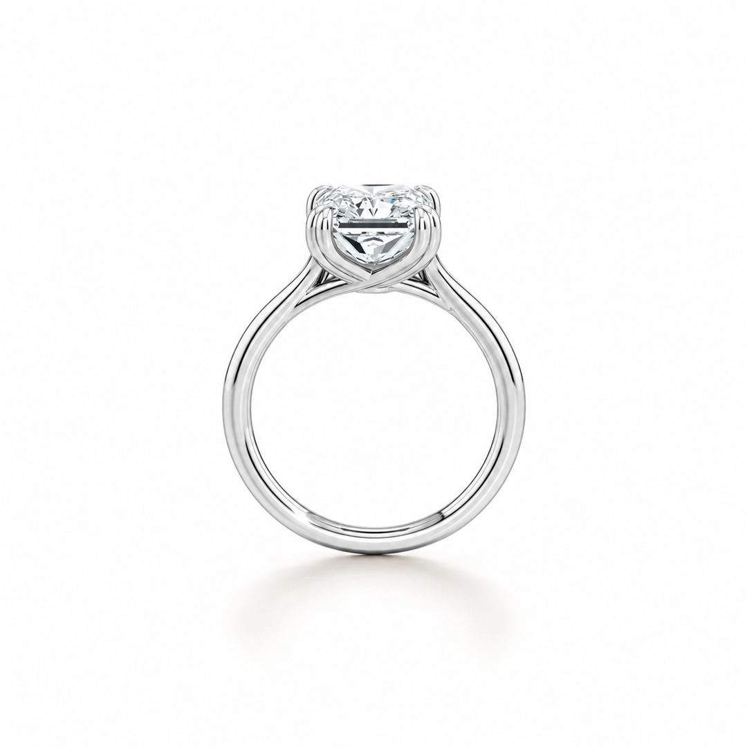 Lumiere Solitaire Engagement Ring – Radiant Cut – Plain High-Polish Band