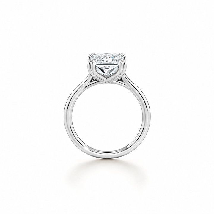 Lumiere Solitaire Engagement Ring – Radiant Cut – Plain High-Polish Band