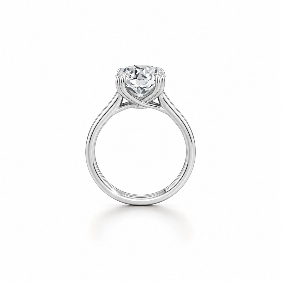 The Soleil Solitaire Engagement Ring – Round Cut – Double-Prong Double Band