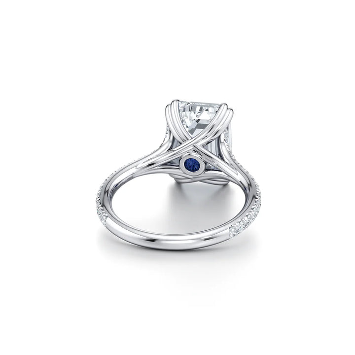 Vivienne Pavé Solitaire Engagement Ring – Emerald Cut – Single Row Pavé Band