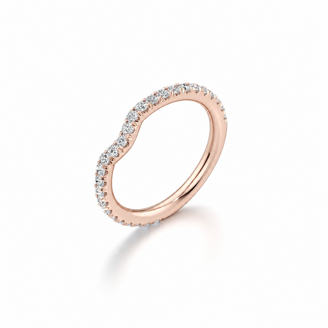 Luna Arch Wedding Band - Single Row Pavé